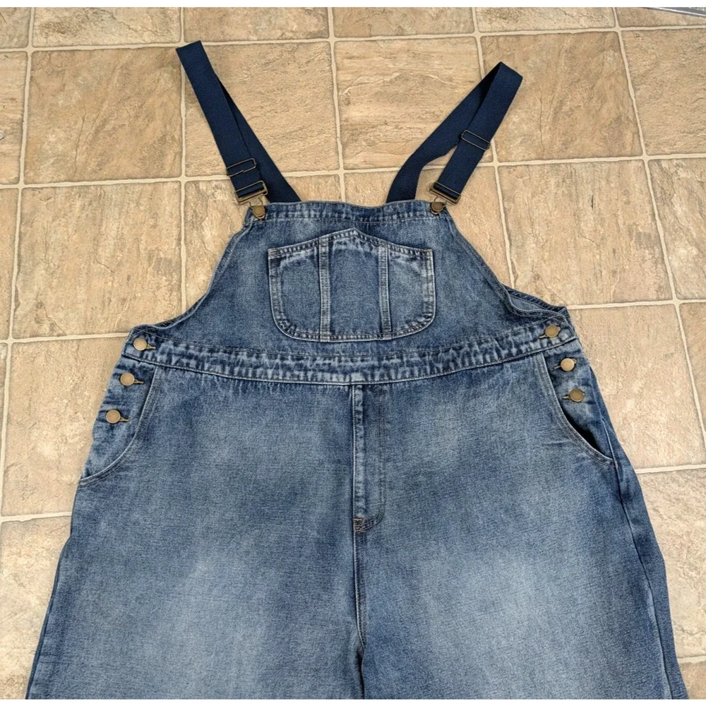 New Cider sz 3XL or 20/22 Denim Jean Jumpsuit wide leg blue one piece hu